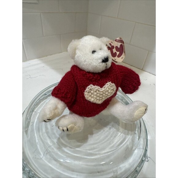 Ty Attic Treasures Nicholas the White Bear 6015 Red Sweater Vintage 1993 Retired - Picture 2 of 8